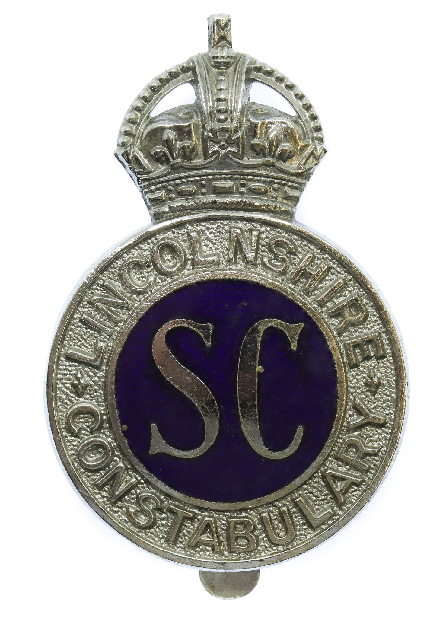 Lincolnshire Special Constabulary Enamelled Cap Badge - King's Crown