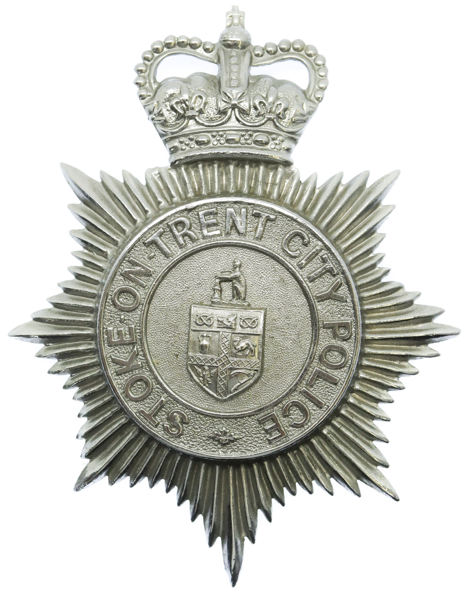 Stoke-on-Trent City Police Helmet Plate - Queen's Crown