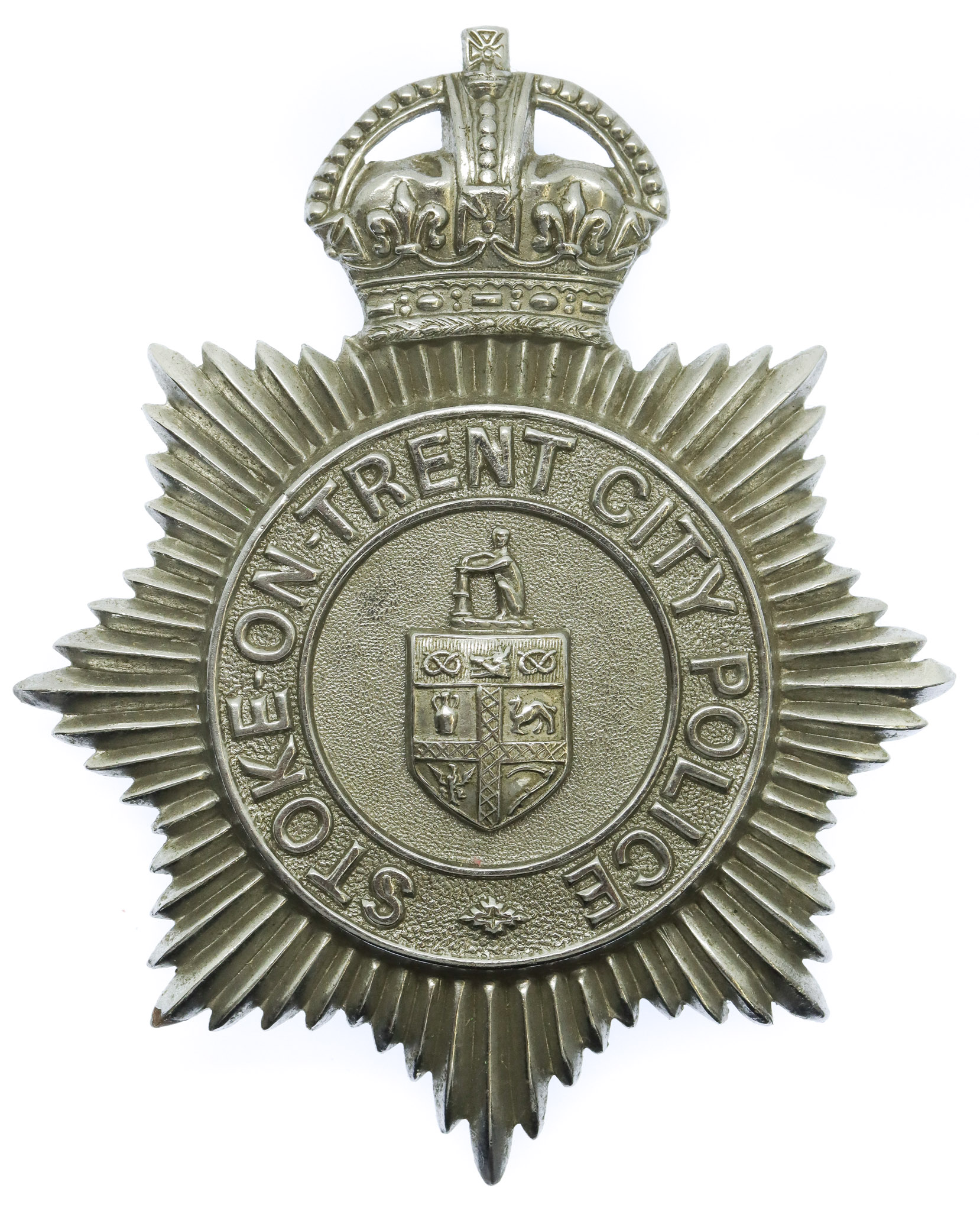 Stoke-on-Trent City Police Helmet Plate - King's Crown