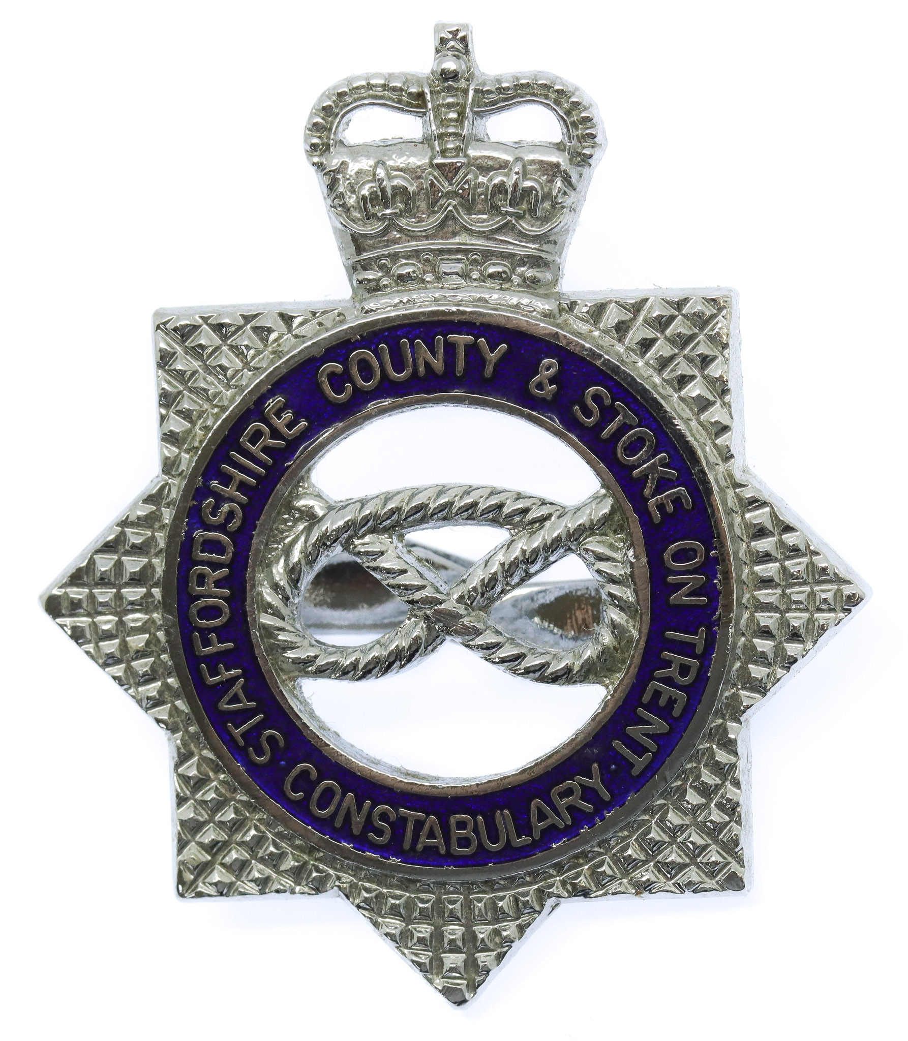 Staffordshire County & Stoke-on-Trent Constabulary Senior Officer's Enamelled Cap Badge - Queen's Crown