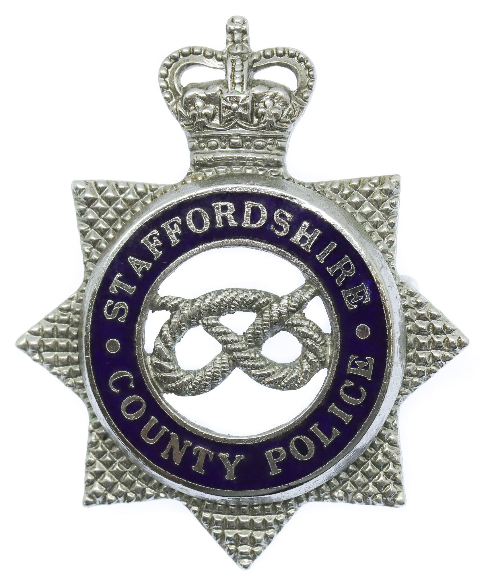 Staffordshire County Police Senior Officer's Enamelled Cap Badge - Queen's Crown