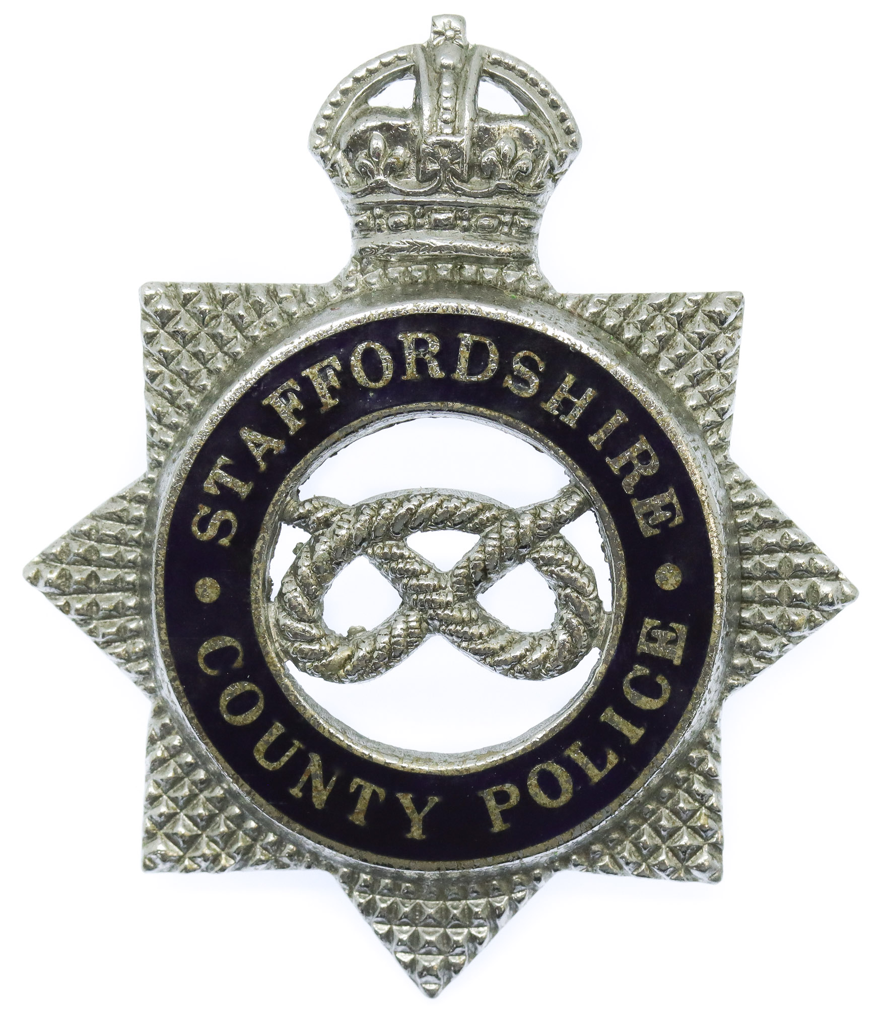 Staffordshire County Police Senior Officer's Enamelled Cap Badge - King's Crown
