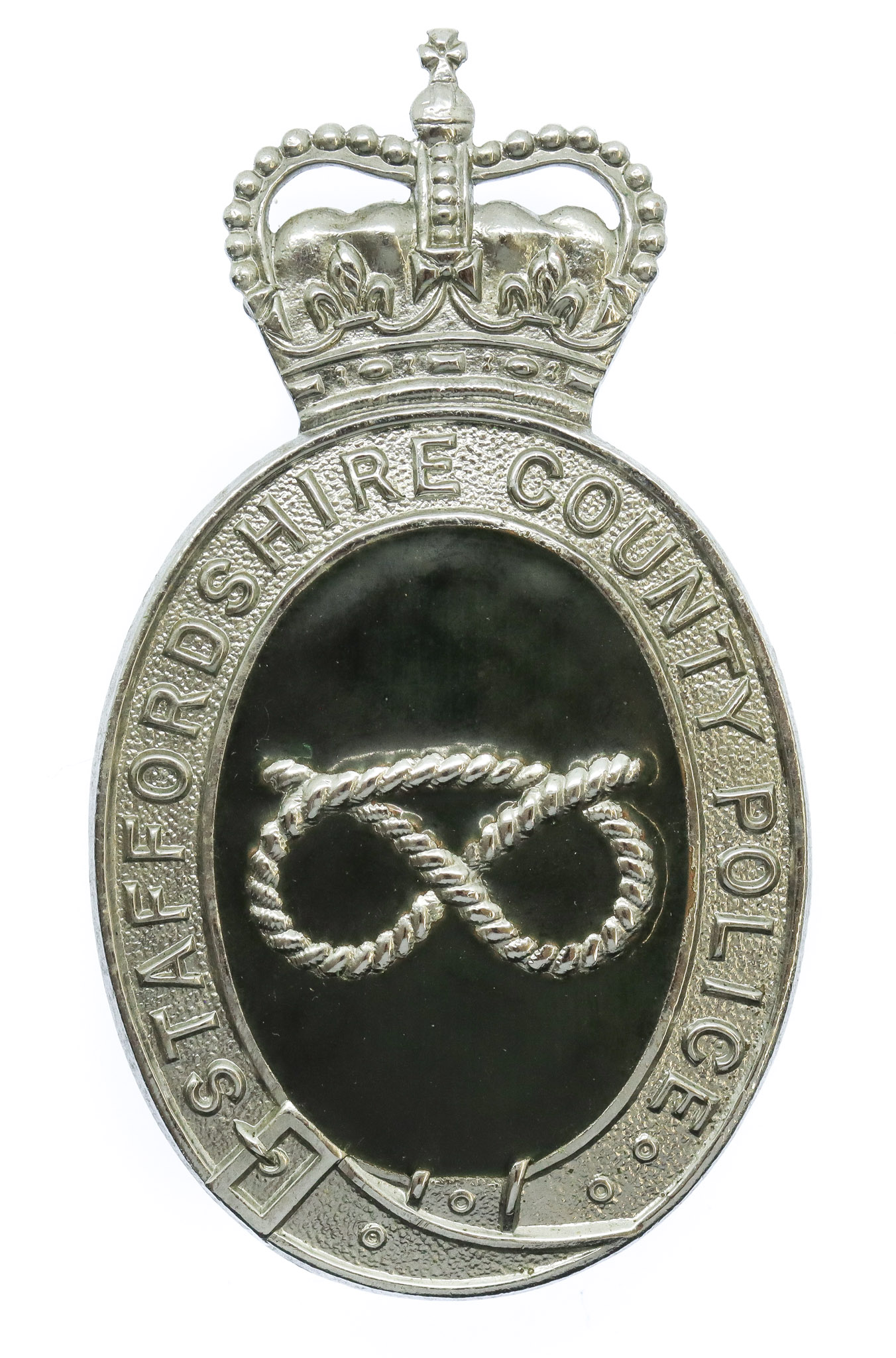 Staffordshire County Police Enamelled Helmet Plate - Queen's Crown