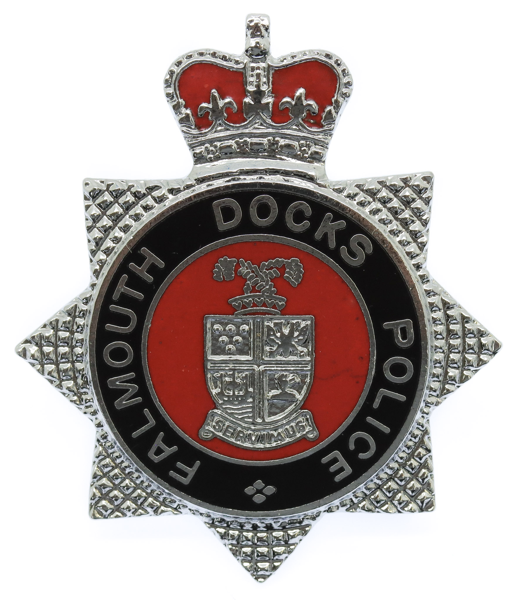 Falmouth Docks Police Enamelled Cap Badge - Queen's Crown