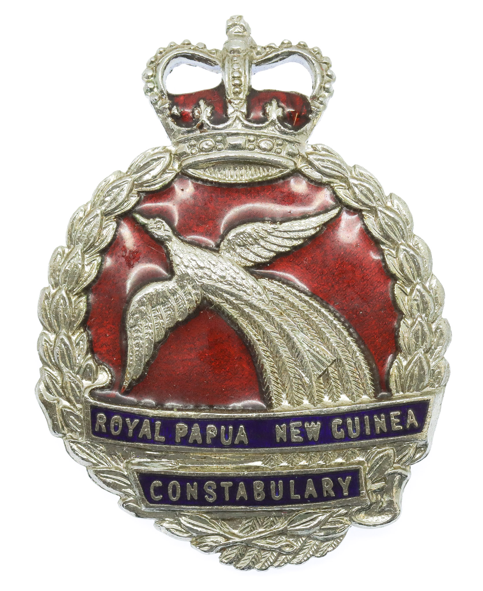 Royal Papua New Guinea Constabulary Enamelled Cap Badge - Queen's Crown