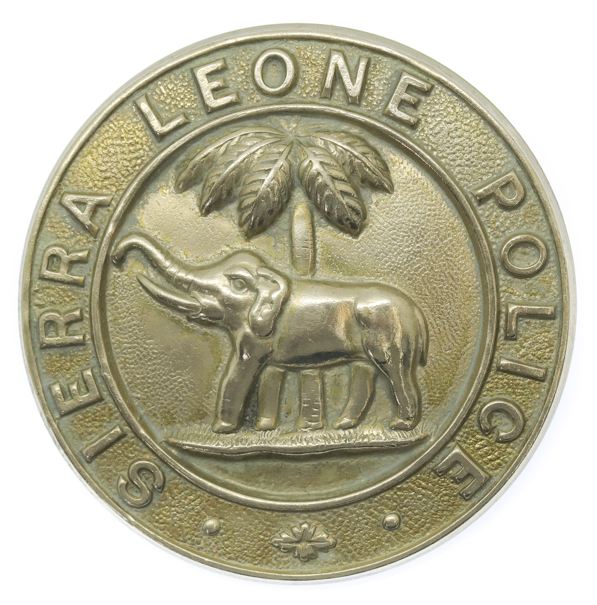 Sierra Leone Police White Metal Helmet Plate