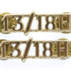 Pair of 13th/18th Hussars (13/18H) Anodised (Staybrite) Shoulder Titles
