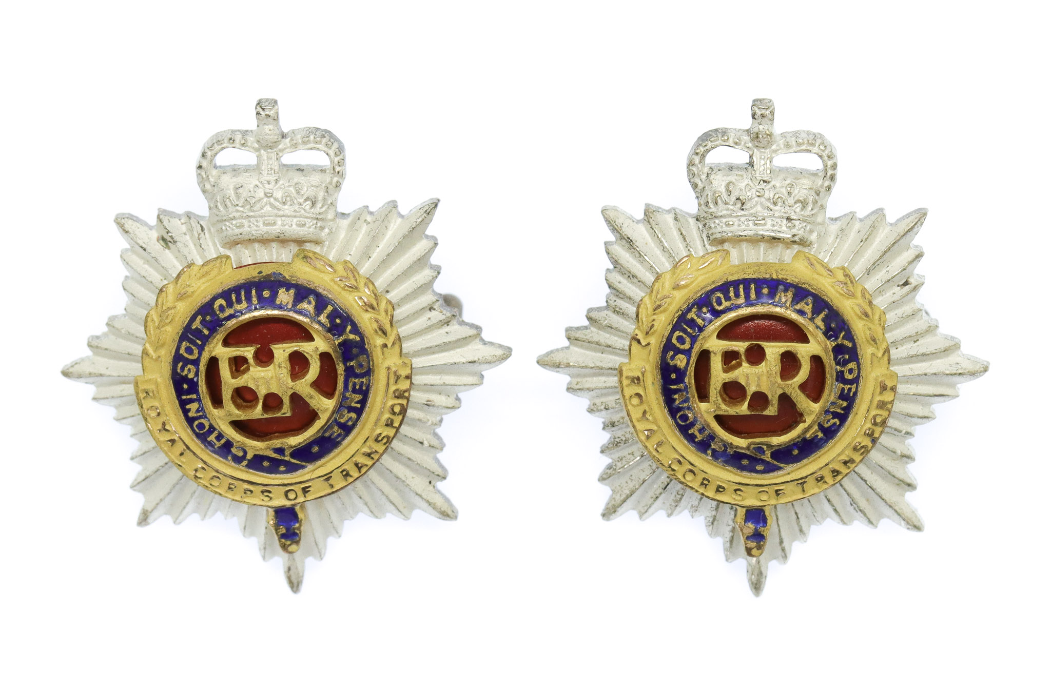 Pair of Royal Corps of Transport (R.C.T.) Officer's Collar Badges