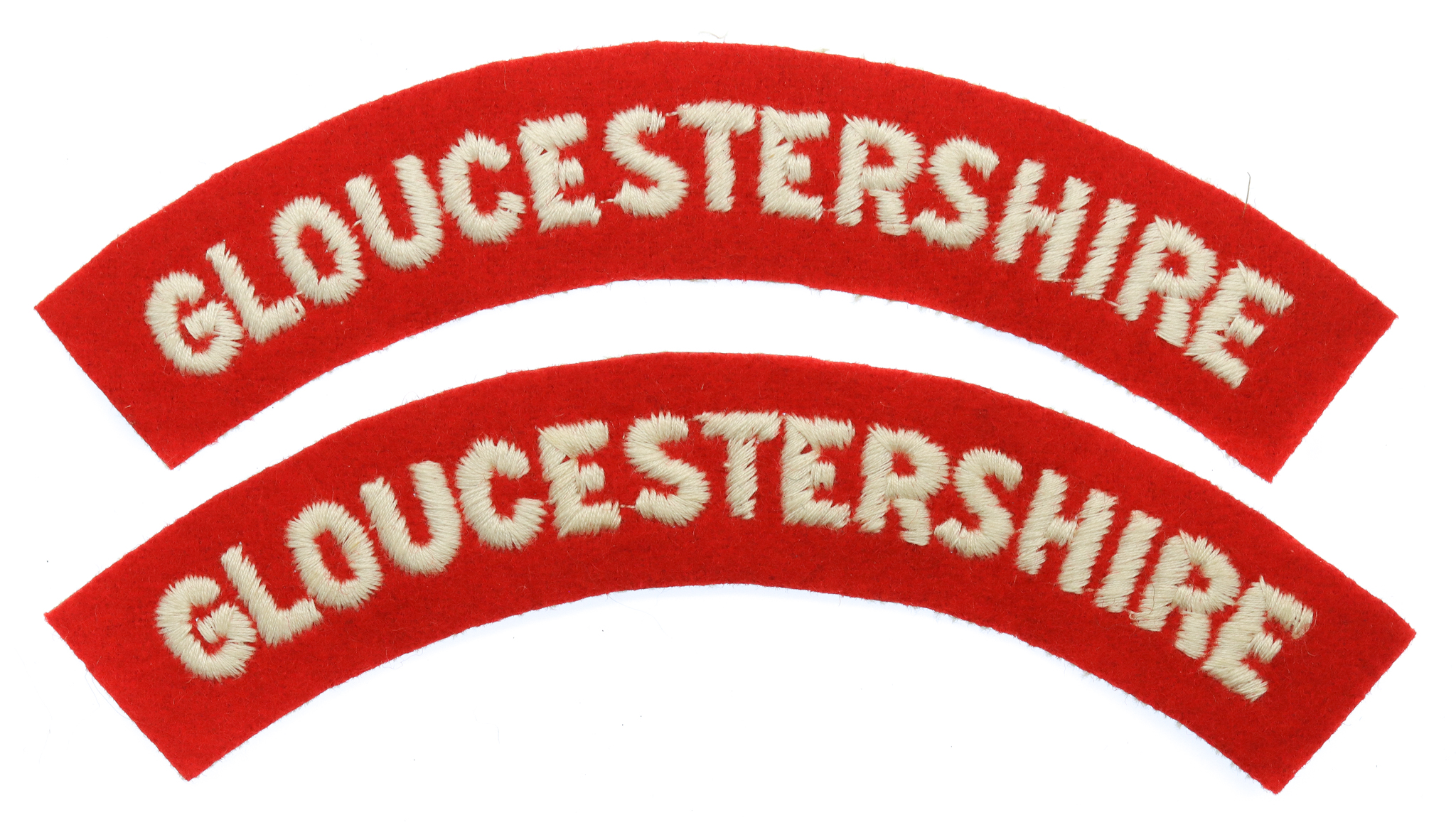 Pair of Gloucestershire Regiment (GLOUCESTERSHIRE) Cloth Shoulder Titles