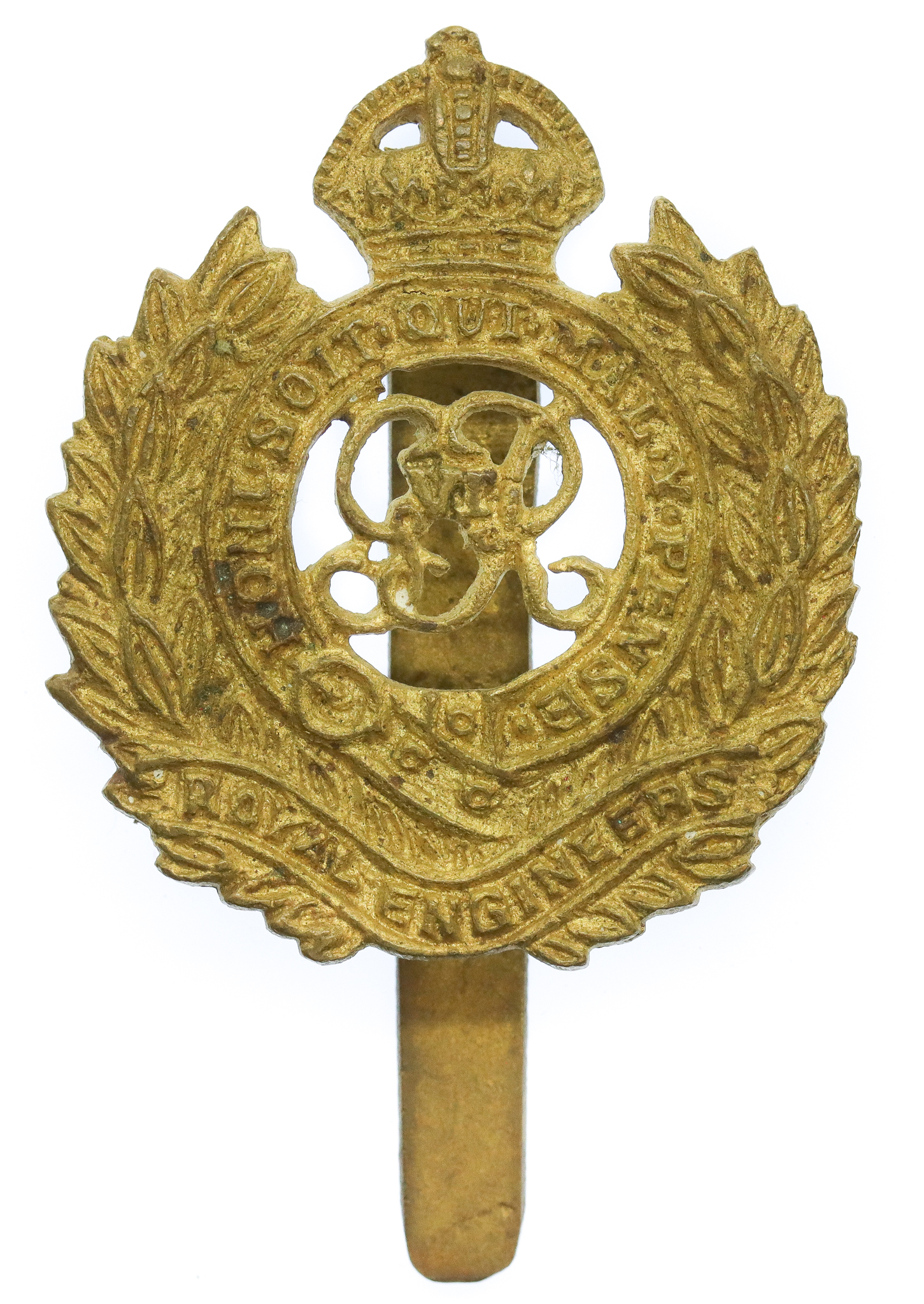 WW2 Royal Engineers 1943 Dated Theatre Made Cast Cap Badge