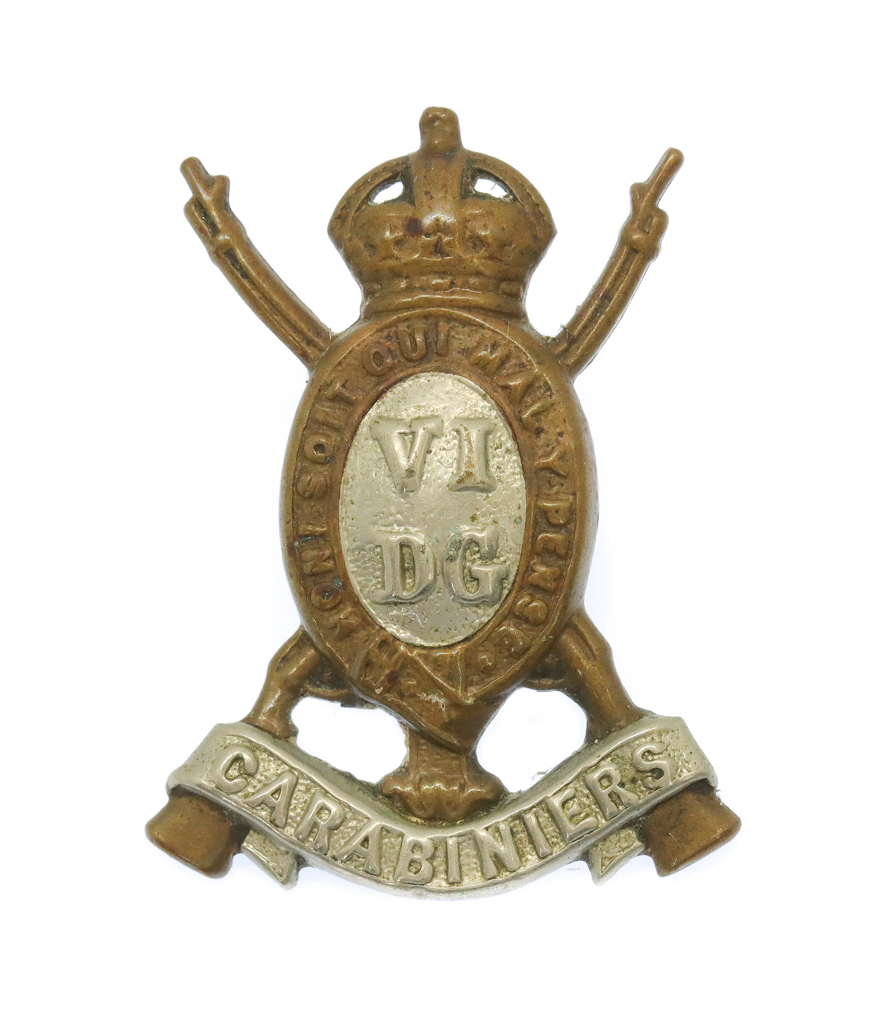 6th Dragoon Guards (Carabiniers) Collar Badge - King's Crown 
