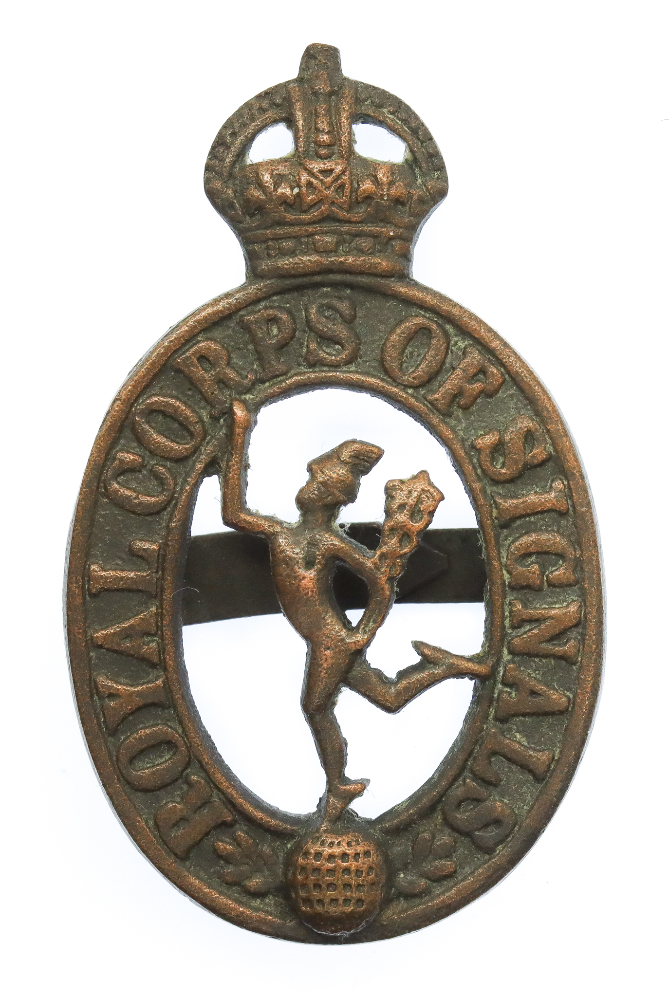 Royal Corps of Signals Officer's Service Dress Cap Badge - King's Crown