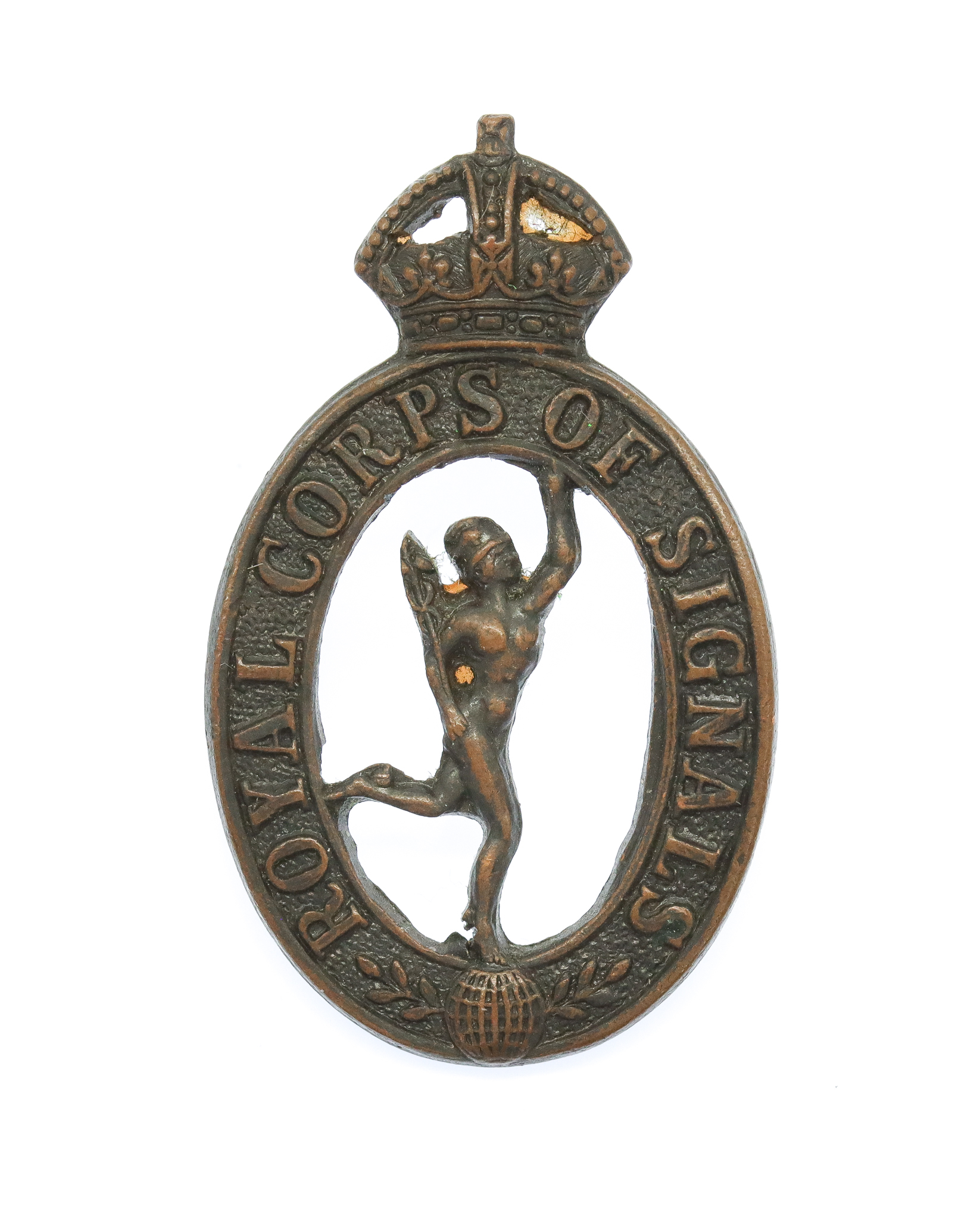 Royal Corps of Signals Officer's Service Dress Collar Badge - King's Crown