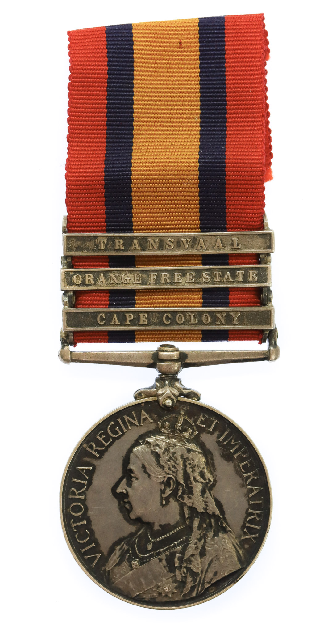 Queen's South Africa Medal (3 Clasps - Cape Colony, Orange Free State, Transvaal) - Pte. F. Tindall, 2nd Bn. Lincolnshire Regiment