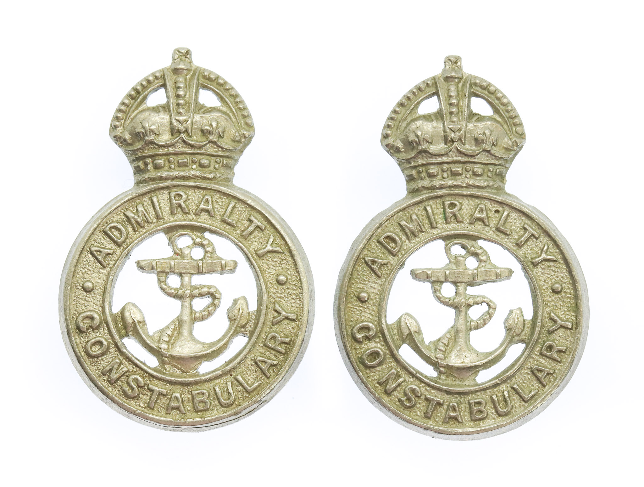 Pair of Admiralty Constabulary Collar Badges - King's Crown