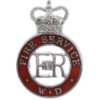 War Department Fire Service Chrome and Enamel Cap Badge - Queen's Crown