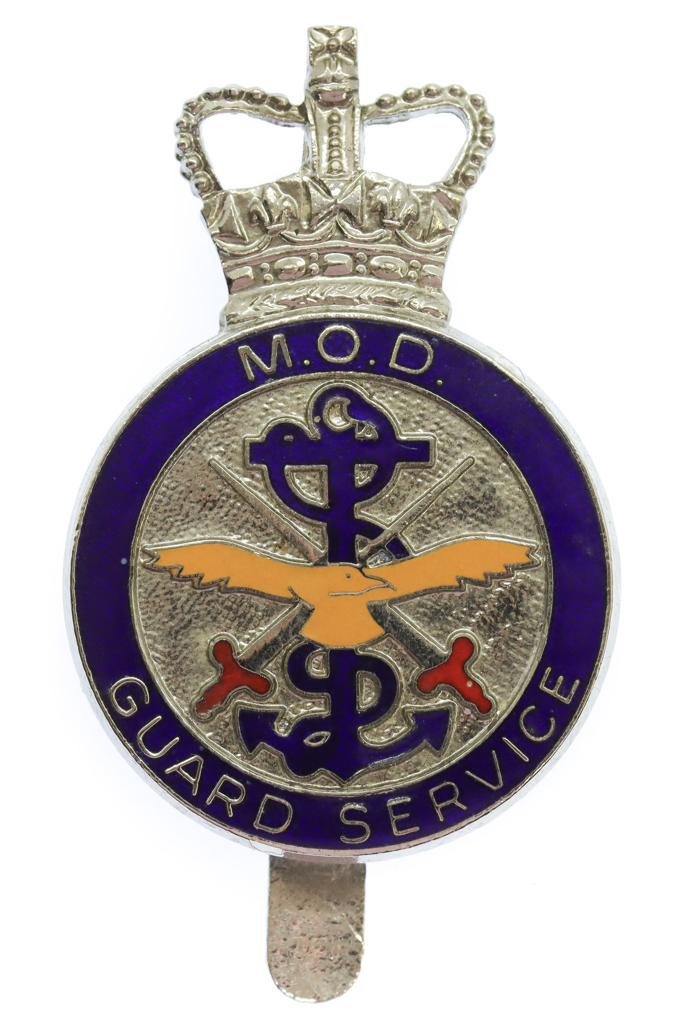 Ministry of Defence (M.O.D.) Guard Service Enamelled Cap Badge - Queen's Crown