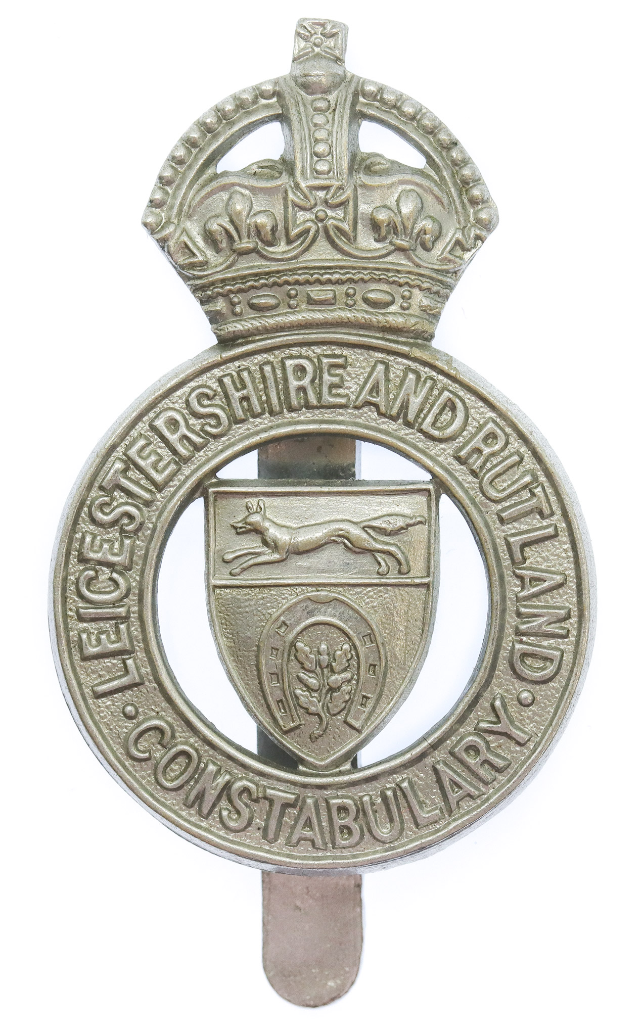 Scarce Leicestershire and Rutland Constabulary Cap Badge - King's Crown