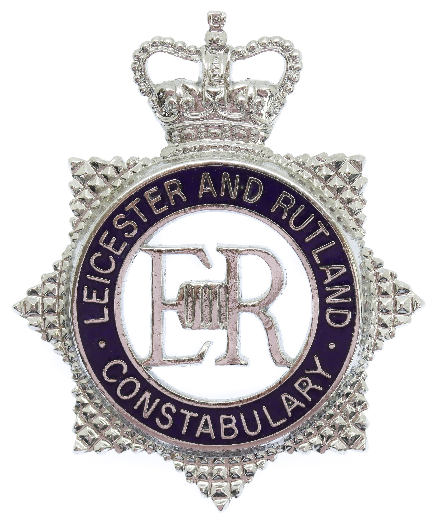Leicester and Rutland Constabulary Senior Officer's Enamelled Cap Badge - Queen's Crown