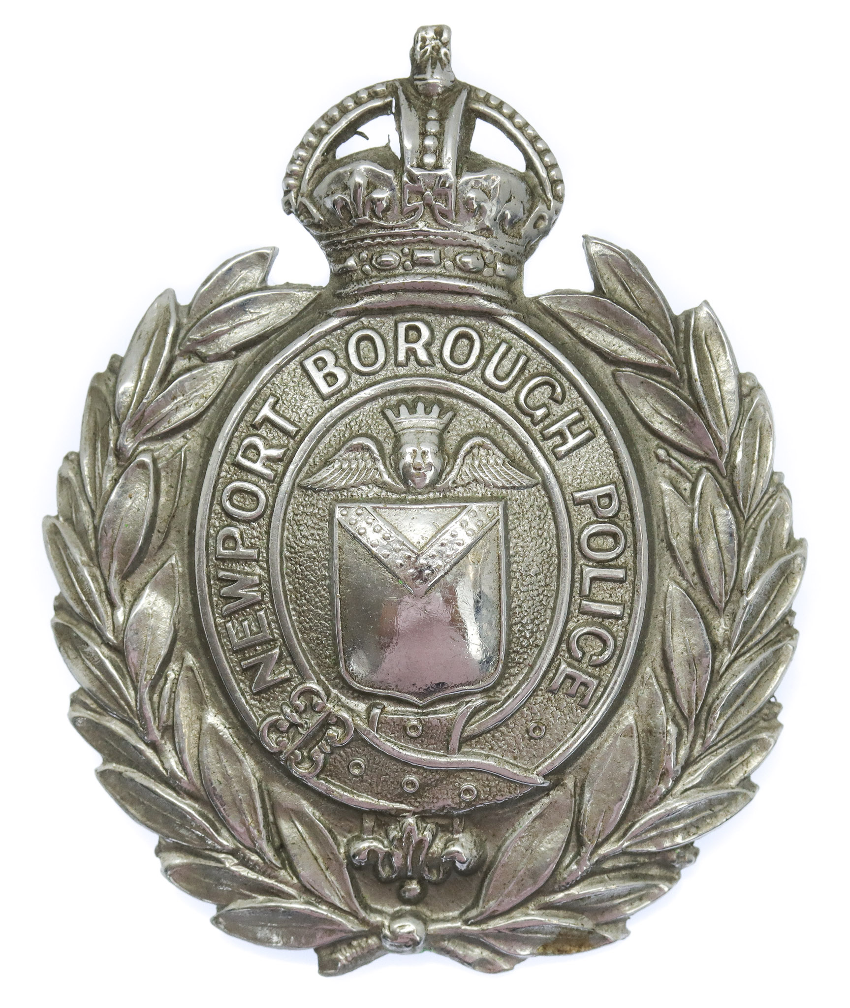 Newport Borough Police Wreath Cap Badge - King's Crown