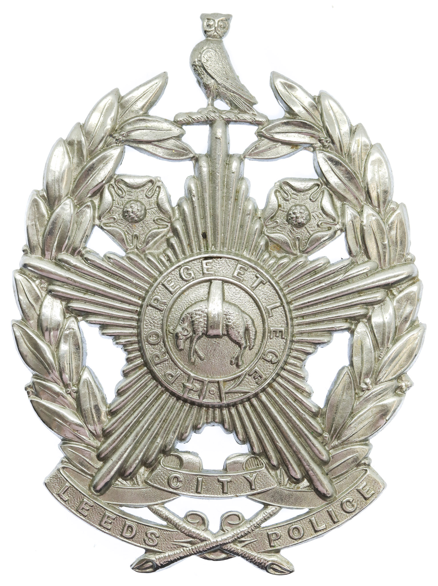 Leeds City Police Chrome Helmet Plate