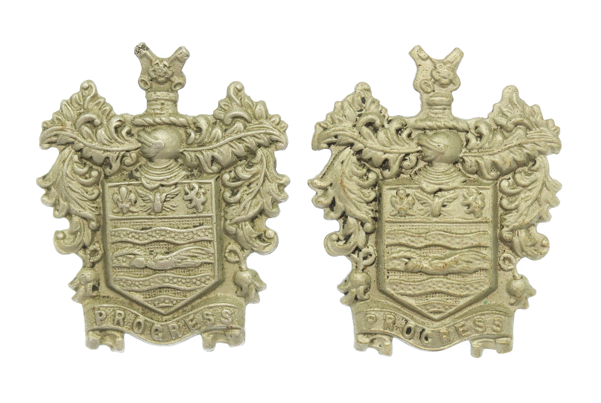 Pair of Blackpool Police White Metal Collar Badges 
