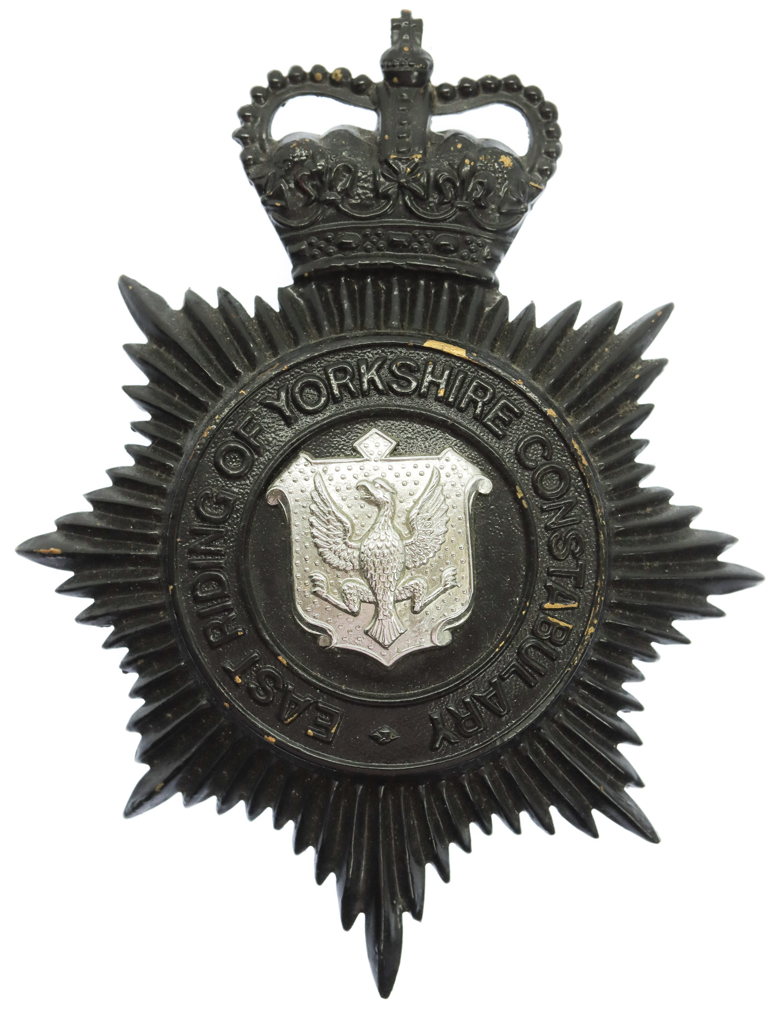 East Riding of Yorkshire Constabulary Night Helmet Plate - Queen's Crown