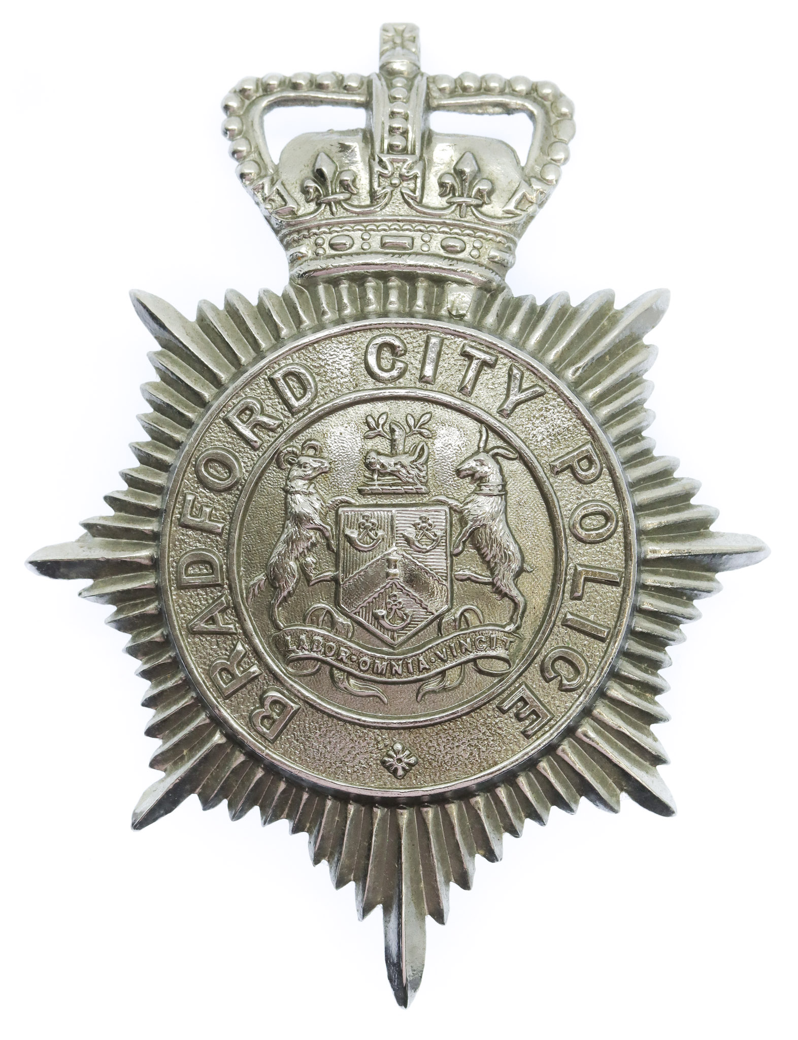 Bradford City Police Helmet Plate - Queen's Crown