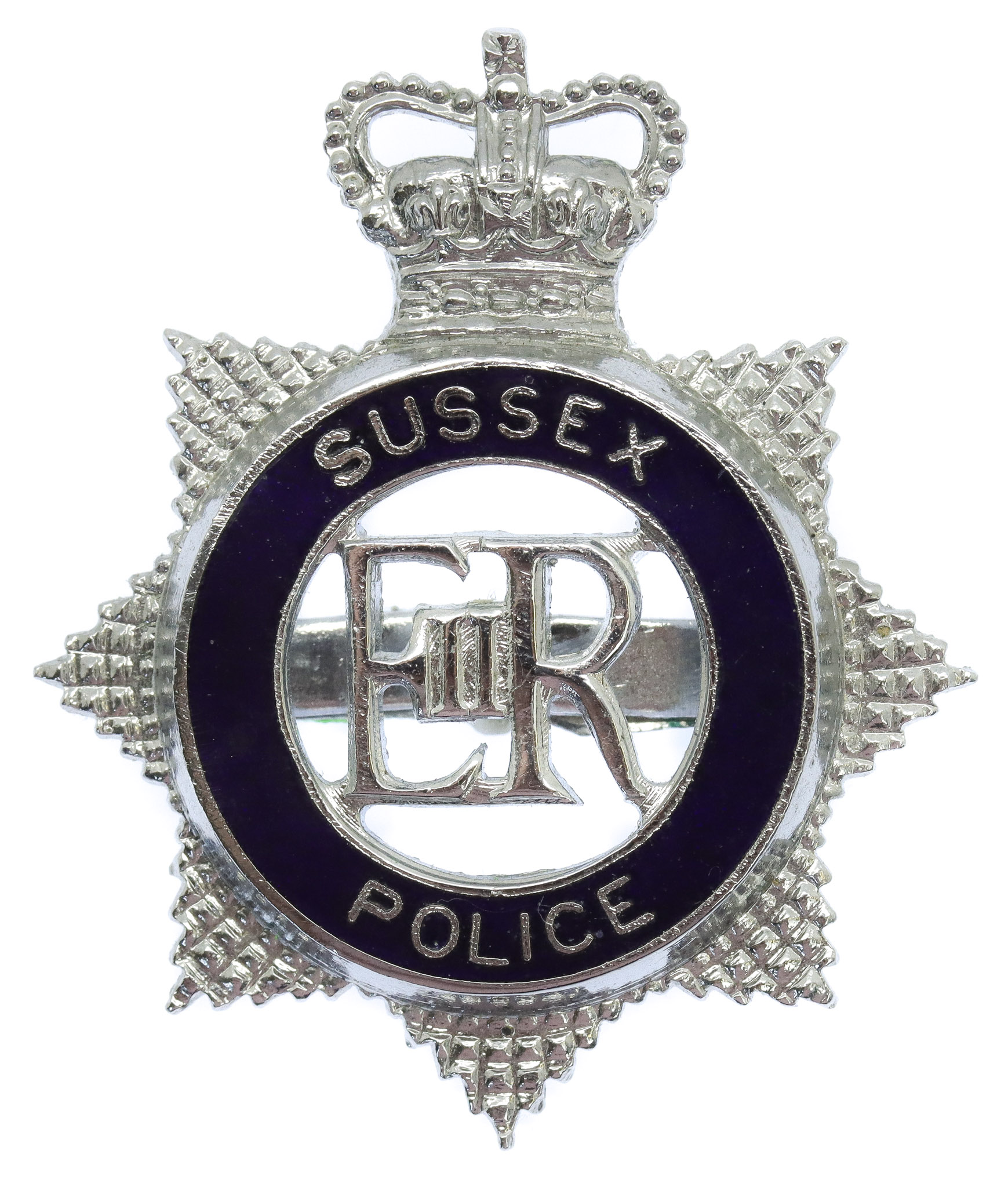 Sussex Police Senior Officer's Enamelled Cap Badge - Queen's Crown