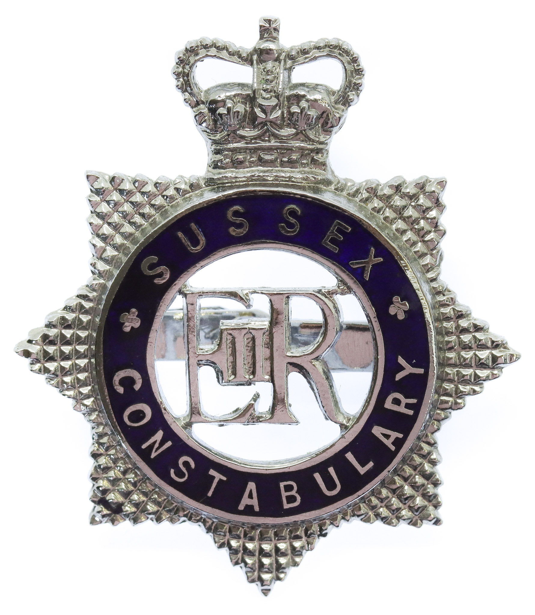 Sussex Constabulary Senior Officer's Enamelled Cap Badge - Queen's Crown