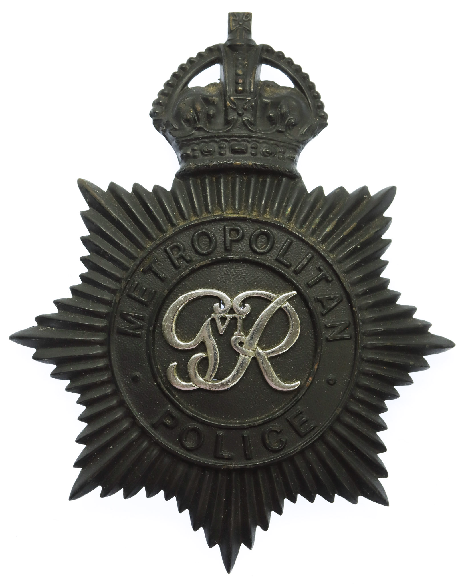 George VI Metropolitan Police Night Helmet Plate