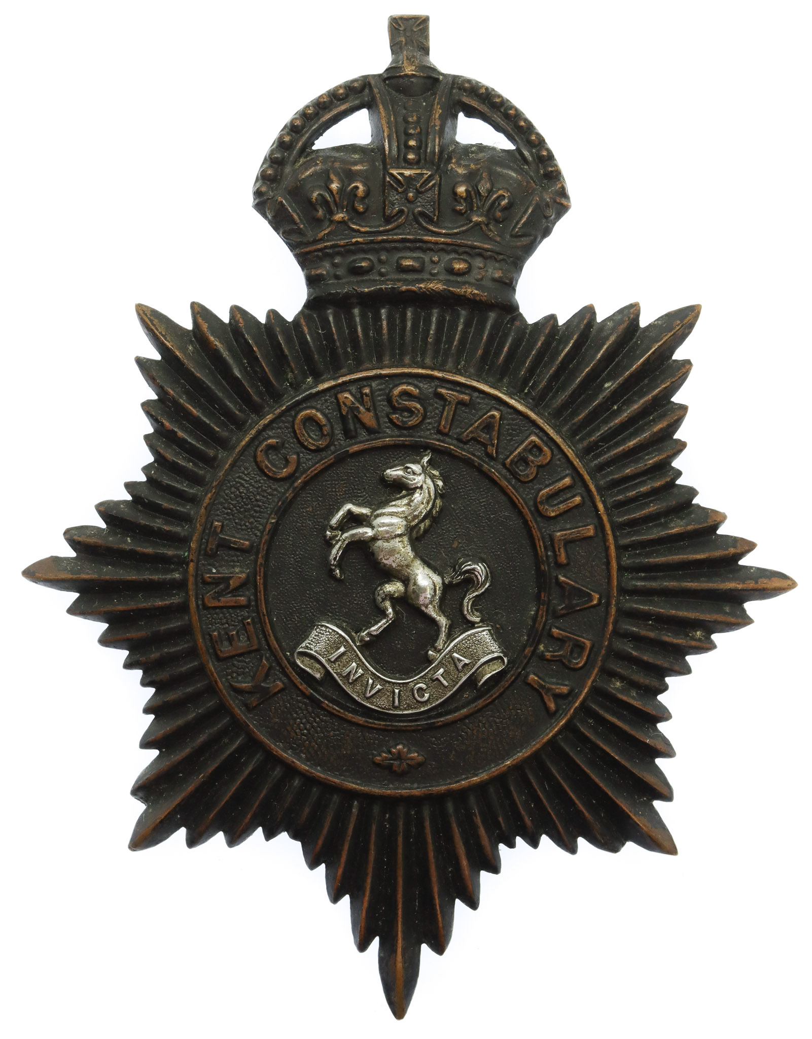 Kent Constabulary Night Helmet Plate - King's Crown