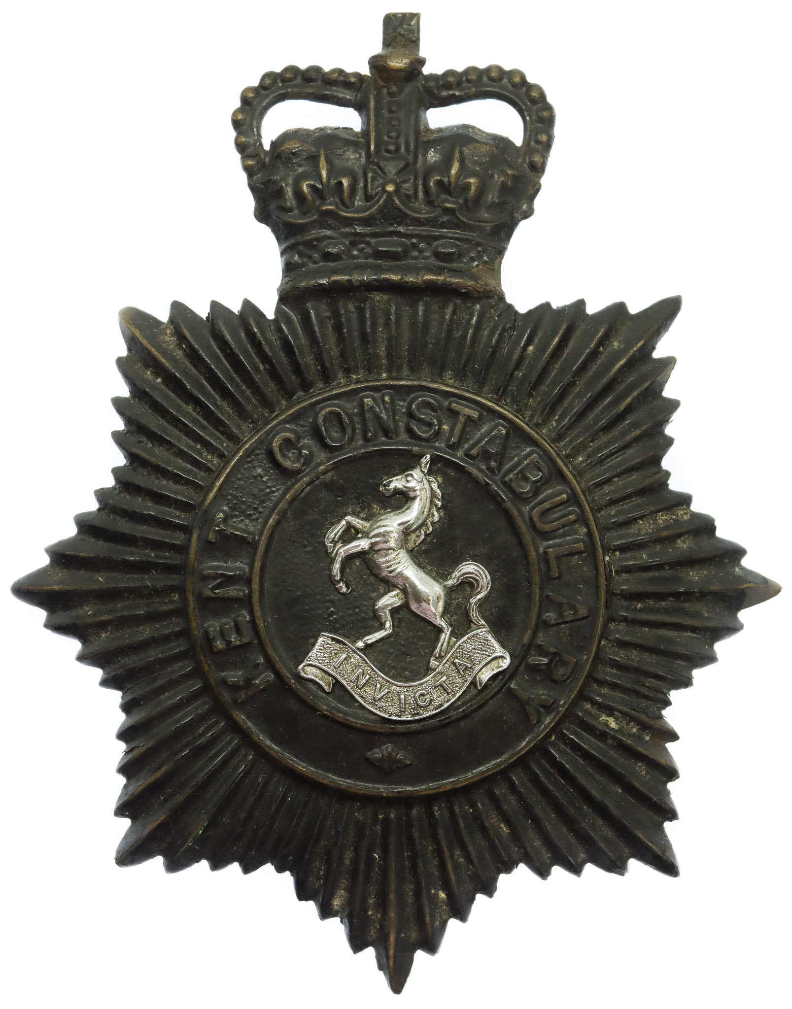 Kent Constabulary Night Helmet Plate - Queen's Crown