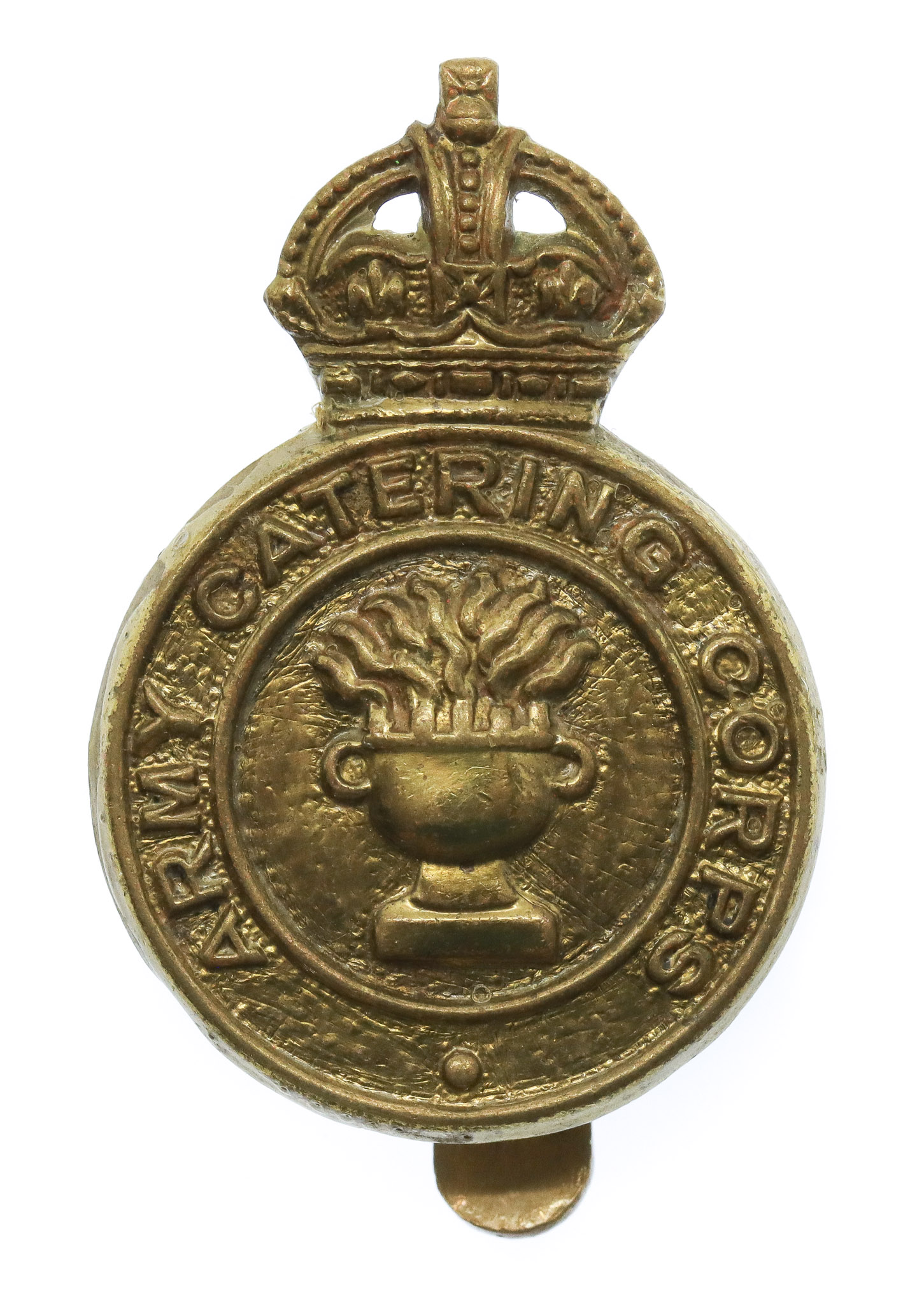 Army Catering Corps Brass Cap Badge - King's Crown