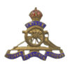 Royal Artillery Brass and Enamel Sweetheart Brooch - King's Crown