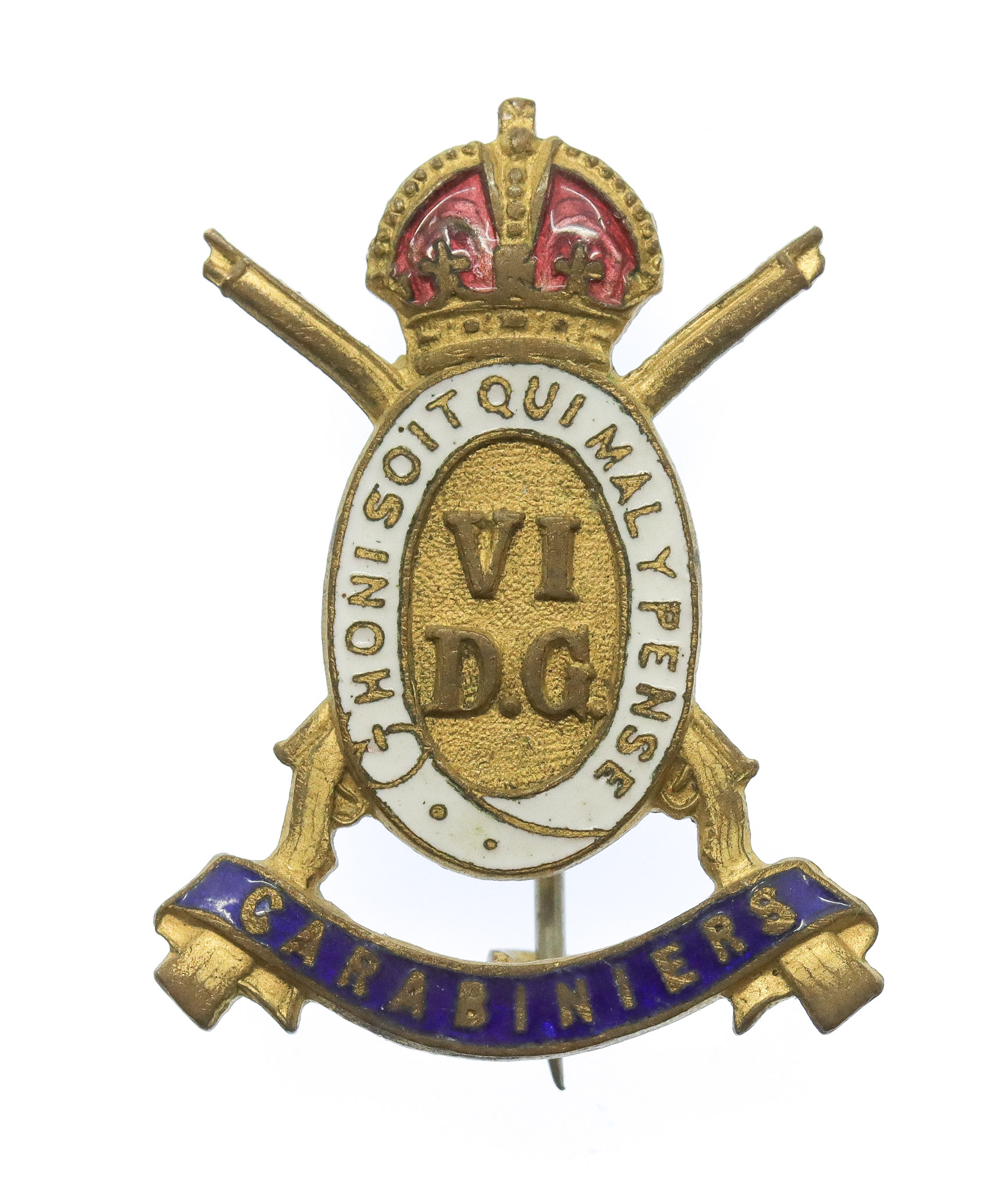 6th Dragoon Guards (Carabiniers) Enamelled Sweetheart Brooch