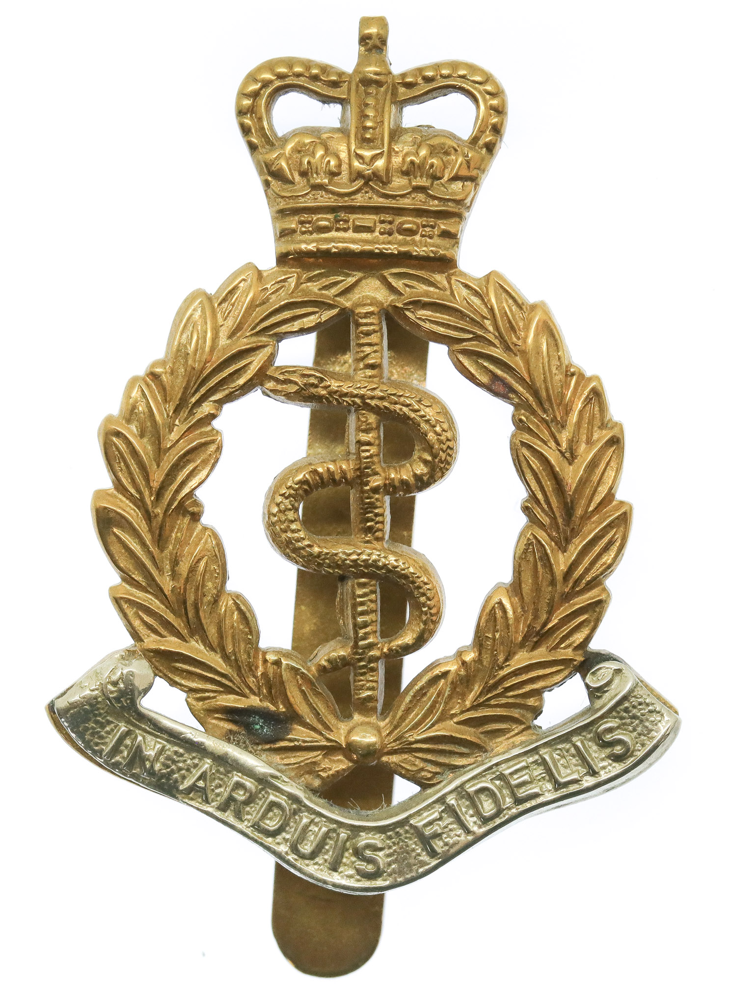 Royal Army Medical Corps (R.A.M.C.) Bi-Metal Cap Badge - Queen's Crown