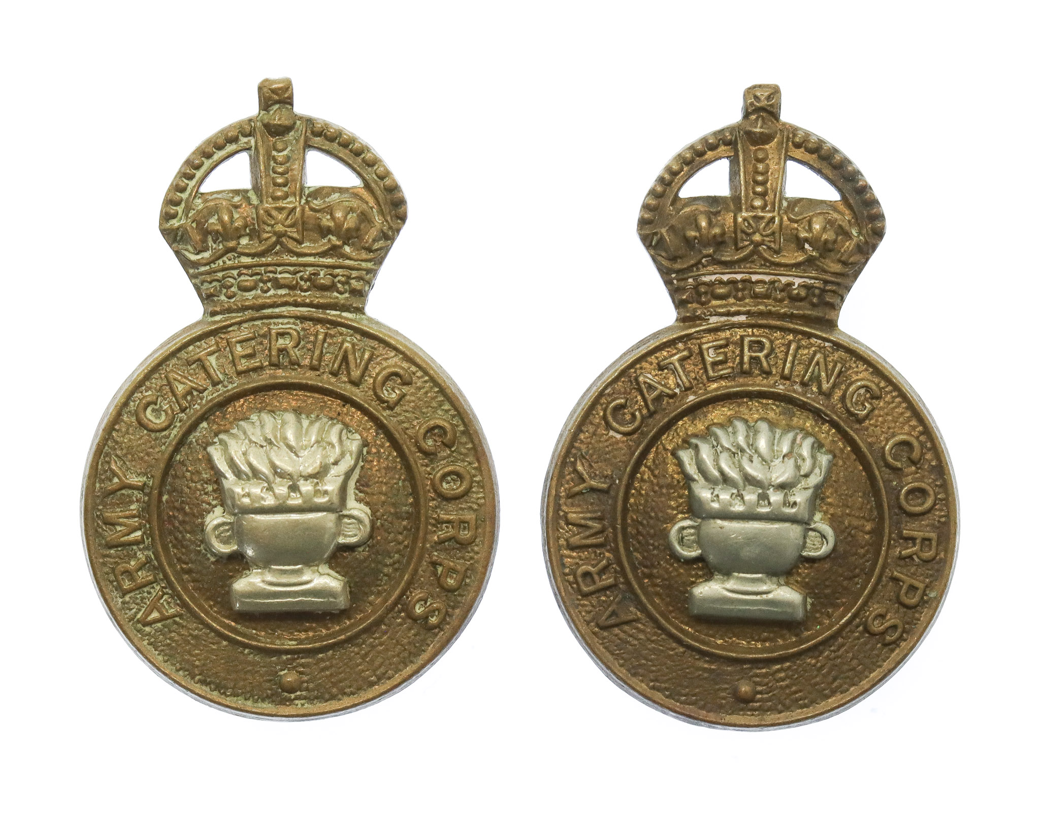 Pair of Army Catering Corps Collar Badges - King's Crown