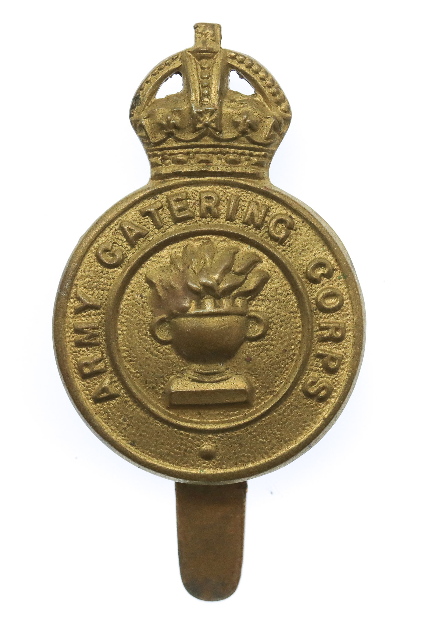 Army Catering Corps Brass Cap Badge - King's Crown