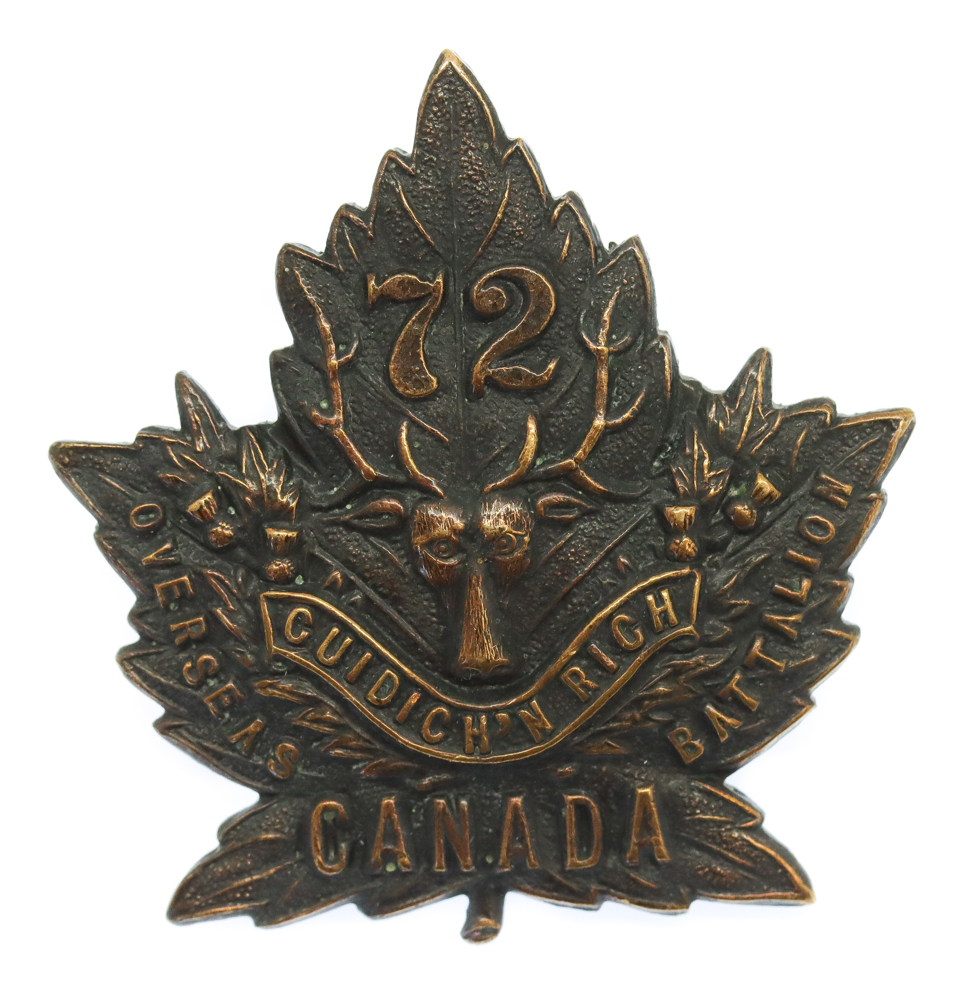 Canadian 72nd (Vancouver) Infantry Bn. C.E.F. WW1 Cap Badge