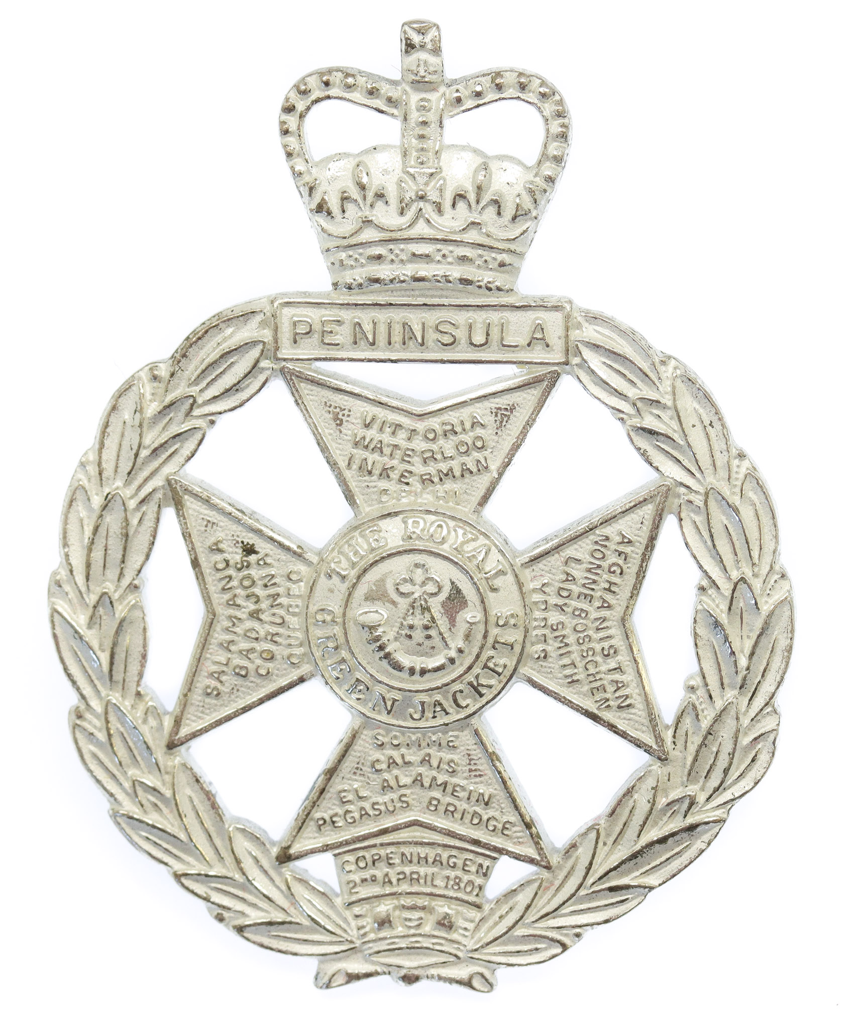Royal Green Jackets Officer's Dress Cap Badge - Queen's Crown