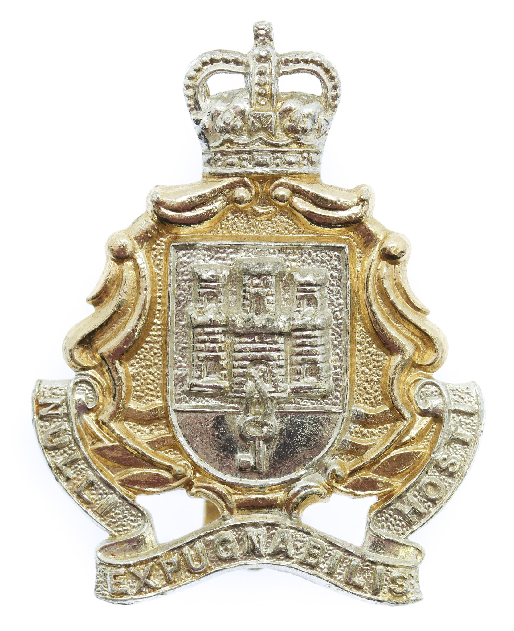 Gibraltar Regiment Anodised (Staybrite) Cap Badge - Queen's Crown
