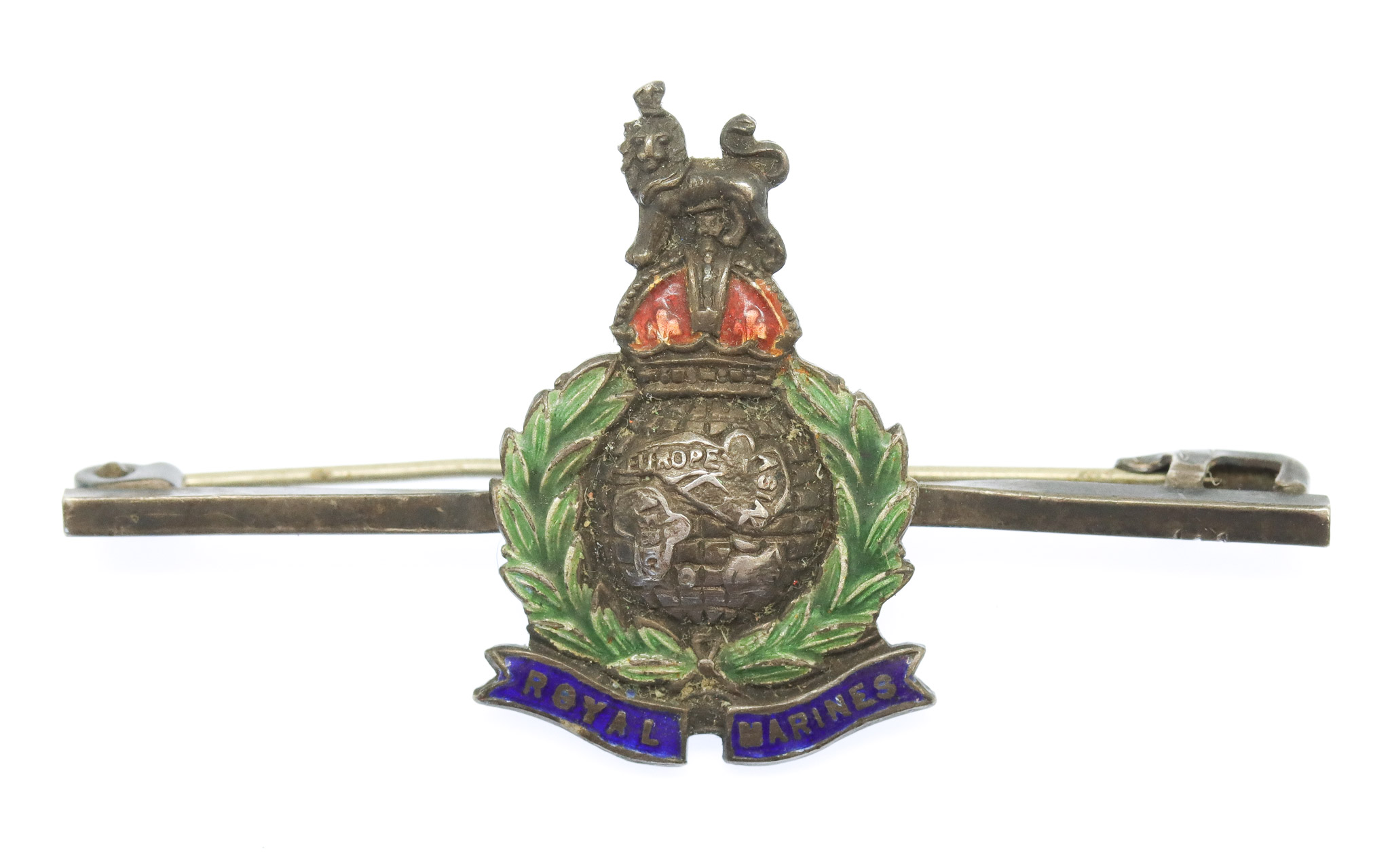 Royal Marines Sterling Silver & Enamel Sweetheart Brooch