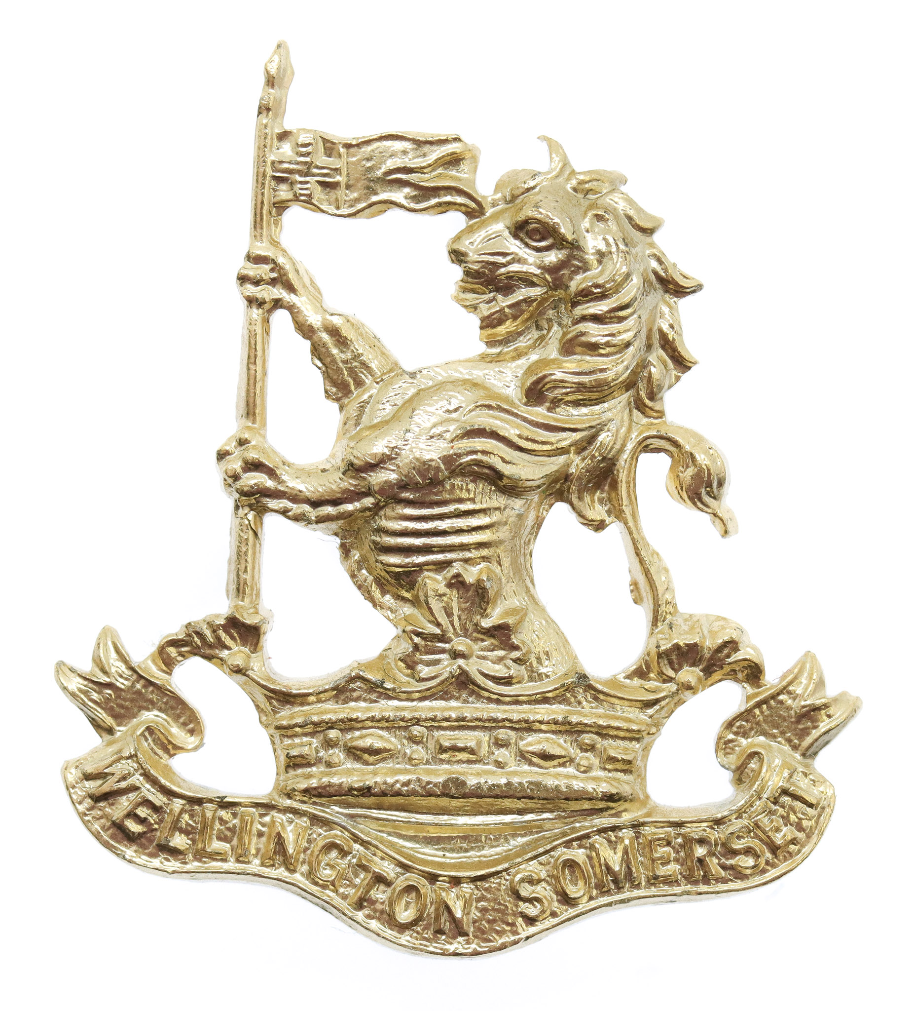 Wellington School Somerset O.T.C. Anodised (Staybrite) Cap Badge