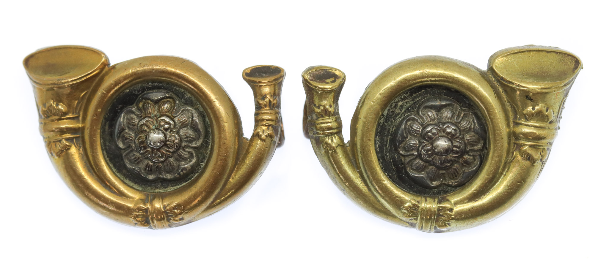 Pair of King's Own Yorkshire Light Infantry (K.O.Y.L.I.) Officer's Collar Badges