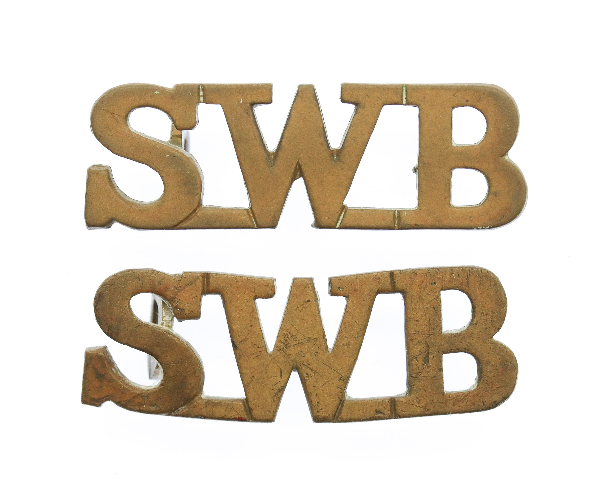 Pair of South Wales Borderers (S.W.B.) Shoulder Titles