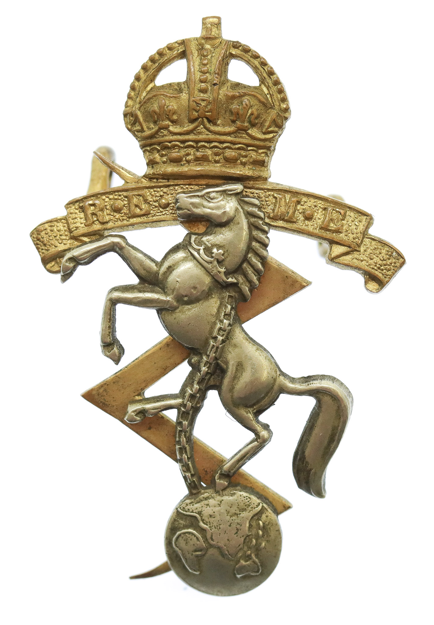 Royal Electrical & Mechanical Engineers (R.E.M.E.) Officer's Dress Cap Badge - King's Crown (2nd Pattern)