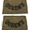 Pair of Queen's (Royal West Surrey) Regiment WW2 Cloth Slip On Shoulder Titles
