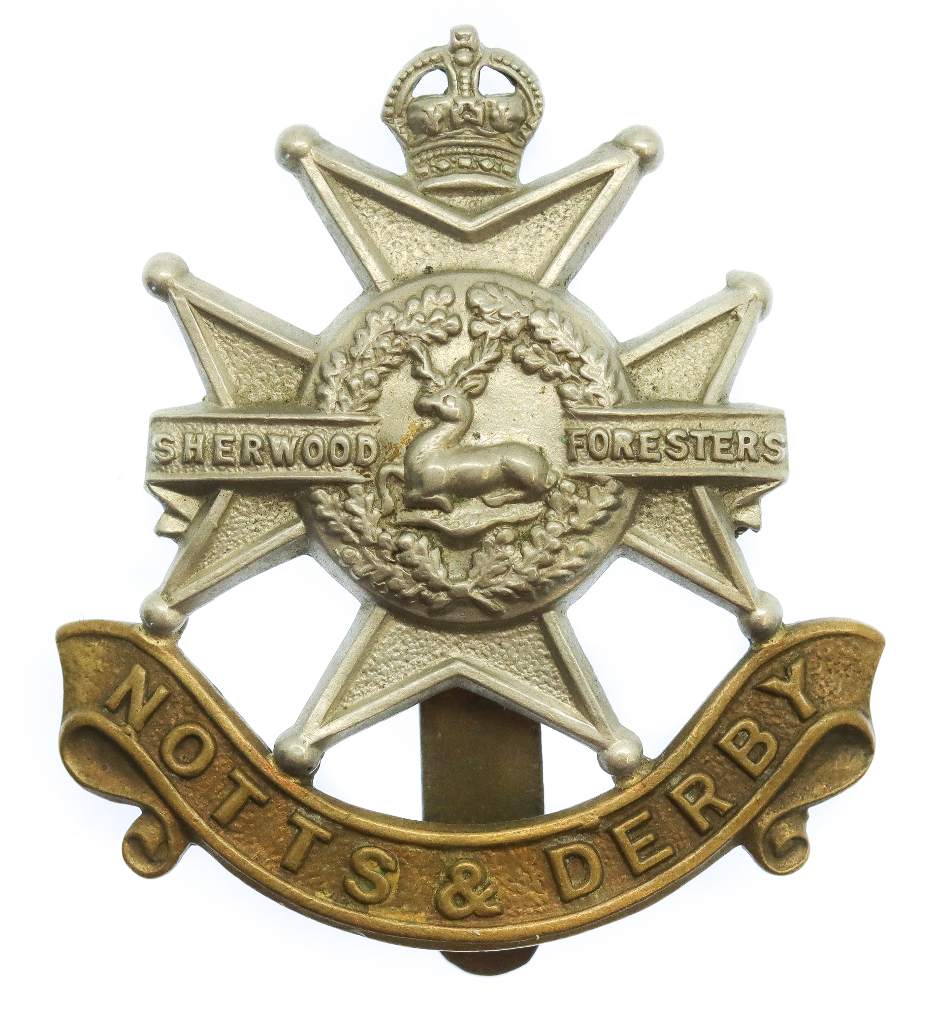 Notts & Derby Regiment (Sherwood Foresters) Cap Badge - King's Crown