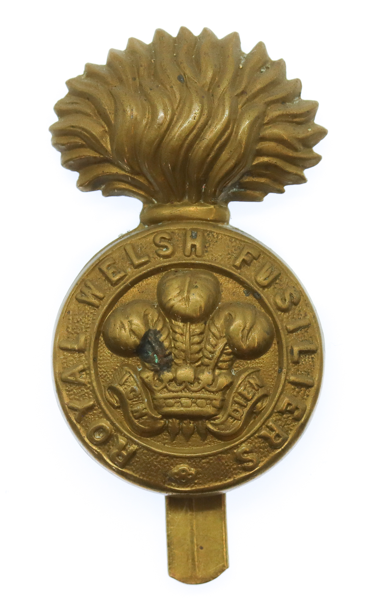 Royal Welsh Fusiliers WW1 All Brass Economy Cap Badge